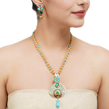 Gold Plated Sampurna Kundan Signature Peacock Necklace Set