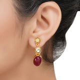 Gold Plated Sampurna Kundan Red Jade Necklace Set