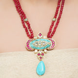 Gold Plated Sampurna Kundan Turquoise Necklace Set