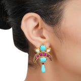 Gold Plated Sampurna Kundan Turquoise Necklace Set