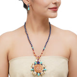 Gold Plated Sampurna Rose Moonstone Kundan Necklace Set