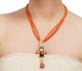 Gold Plated Sampurna Kundan Carnelian Necklace set