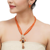 Gold Plated Sampurna Kundan Carnelian Necklace set