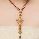 Gold Plated Sampurna Kundan Ruby Necktie Set