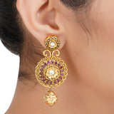 Gold Plated Sampurna Kundan Ruby Necktie Set