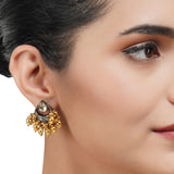 Gold & Silver Plated Leela  Kundan Peacock Necklace Set