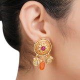 Gold Plated Sampurna Kundan Citrine Lariat Necktie Set
