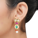 Gold Plated Sampurna Kundan Navrattan Coral Choker Set