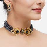 Gold Plated Sampurna Peacock Iolite Choker Set