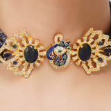 Gold Plated Sampurna Peacock Iolite Choker Set