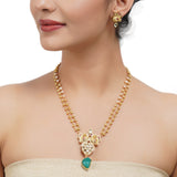 Gold Plated Sampurna Kundan Peacock Necklace Pendant Set