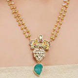 Gold Plated Sampurna Kundan Peacock Necklace Pendant Set