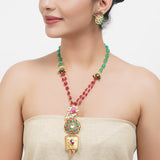 Gold Plated Sampurna Kundan Bird on  Tree Necklace Set
