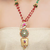 Gold Plated Sampurna Kundan Bird on  Tree Necklace Set