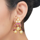 Gold Plated Sampurna Kundan Flower Red Choker Set