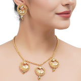 Gold Plated Sampurna Kundan Crescent Chain Necklace Set