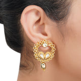 Gold Plated Sampurna Kundan Crescent Chain Necklace Set