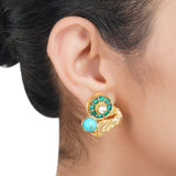 Gold Plated Sampurna Kundan Turquoise Peacock Necklace Set