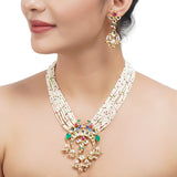 Gold Plated Sampurna Kundan  Peacock Necklace Set
