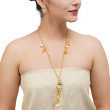 Gold Plated Sampurna Kundan Citrine Lariat Necktie Set