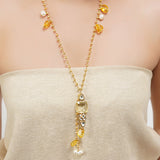 Gold Plated Sampurna Kundan Citrine Lariat Necktie Set
