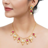 Gold Plated Sampurna Kundan Festoon Necklace Set