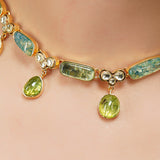 Gold Plated Sampurna Kundan Peridot Topaz Necklace Set