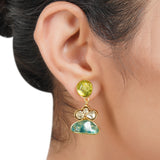 Gold Plated Sampurna Kundan Peridot Topaz Necklace Set