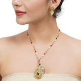 Gold Plated Sampurna Paisley Fluorite Necklace Set