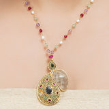 Gold Plated Sampurna Paisley Fluorite Necklace Set