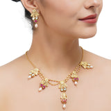 Gold Plated Sampurna Kundan Jalli Festoon Necklace Set