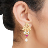 Gold Plated Sampurna Kundan Jalli Festoon Necklace Set