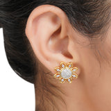 Gold Plated Sampurna Zircon Kamal Pearl Pendant Set