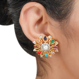 Gold Plated Sampurna Navrattan Pendant Set