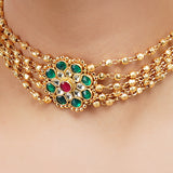 Gold Plated Sampurna Green Kundan Choker Set