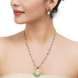 Gold Plated Sampurna Kundan Turquoise Necklace Set