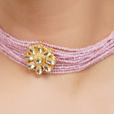 Gold Plated Sampurna Kundan Pink Choker Set