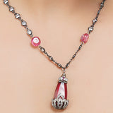 Silver Plated Sampurna Tourmaline Zircon Pendant Set