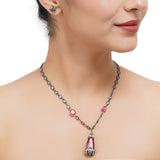 Silver Plated Sampurna Tourmaline Zircon Pendant Set