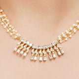 Gold Plated Sampurna Zircon Pearl Necklace Set