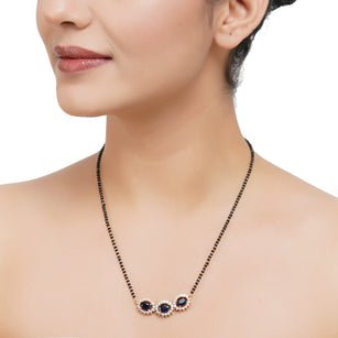 Gold Plated Black Onyx Zircon Mangalsutra