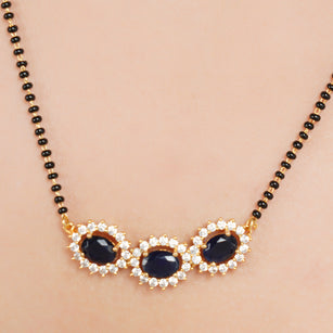 Gold Plated Black Onyx Zircon Mangalsutra