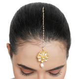 Gold Plated Kundan Flower Tikka