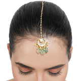Gold Plated Kundan Chand Fluorite Tikka