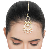 Gold Plated Kundan Chand Pearls Tikka