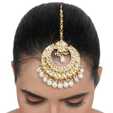 Gold Plated Kundan Chand Pearls Tikka