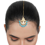Gold Plated Kundan Chand Turquoise Tikka