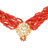 Kanchan Coral Kundan Necklace Set