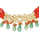 Kanchan Kndan Dark Coral Necklace Set
