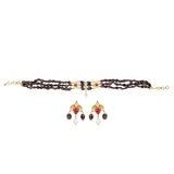 Kanchan Kundan Kyanity Beads Necklace Set